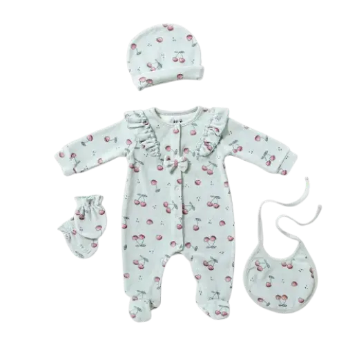 Bodysuit set of 4 pieces, cherry velvet 15836