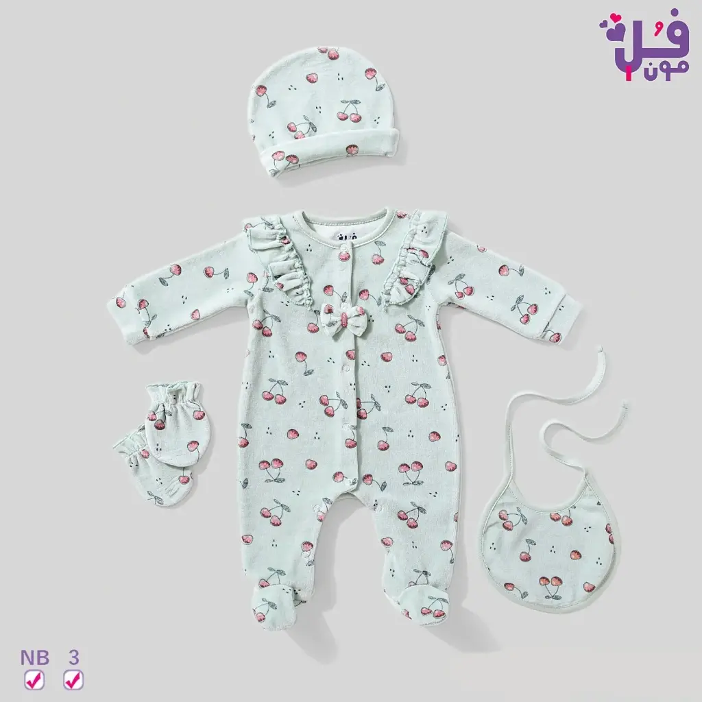 طقم بدي سوت 4 قطع، مخمل كرزي 15836