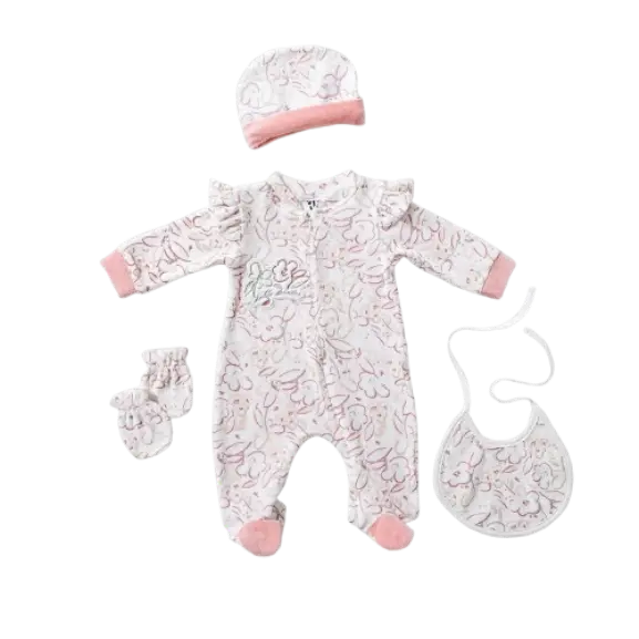 Bodysuit Set 4-Piece Plush Snow Flowers 15829 full moon