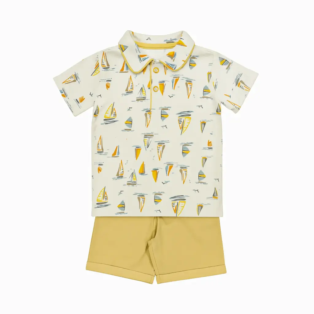 Gabardine shorts set, beige 19292