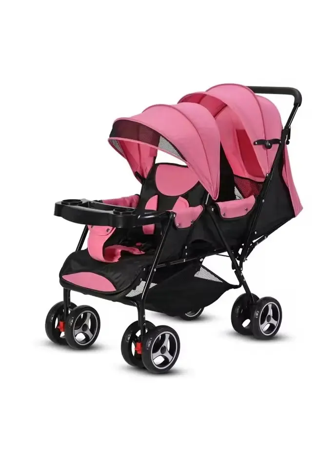 Pink Twins Stroller 