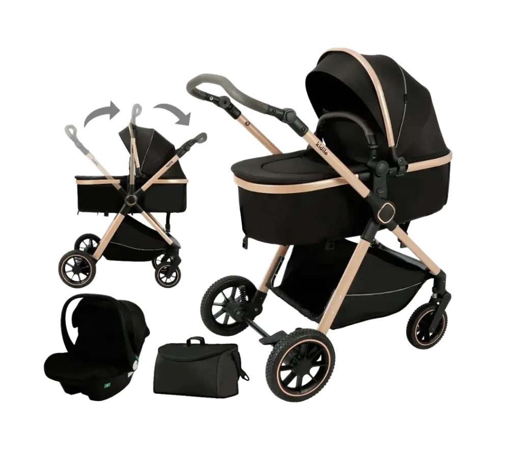 Kidilo H5 3-in-1 Travel System Baby Stroller with Infant Car Seat and Reversible Seat