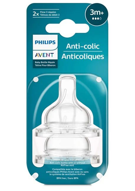 Philips Avent Anti colic Teat 3m+ 2Pack 763/02