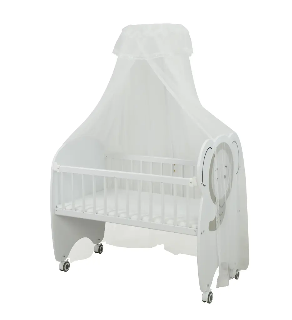 Cool Baby 2631 Baby Crib 110×60 with Adjustable Side, Wheels and Mosquito Net