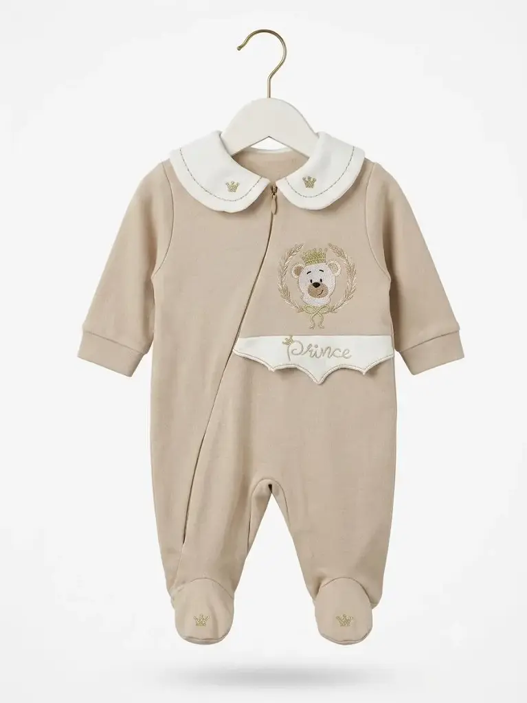  Boys' Embroidered Romper with Hat Set (0404A)