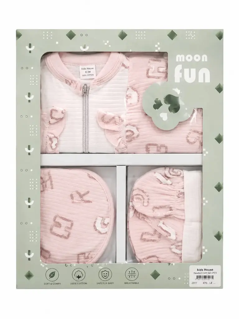 sleepsuit 4pcs set numbers-NB  pink 15983-nb-p