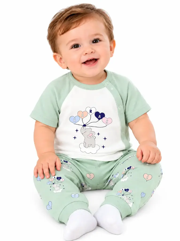  Elephant & Balloons Short-Sleeve Pajamas 0503