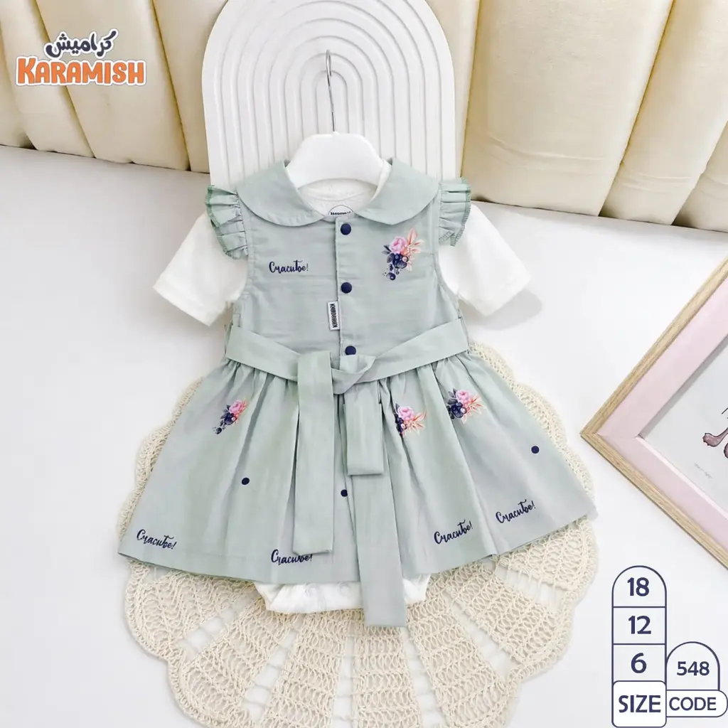 Floral Dress with Bodysuit Set 0548