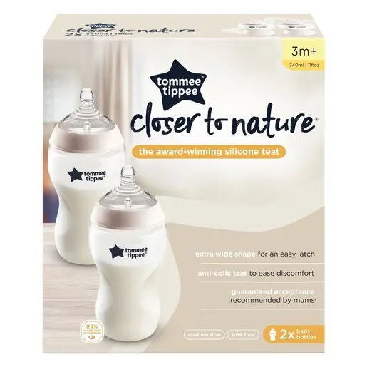 Tommee Tippee Closer To Nature Baby Bottle 340ml 2 Pack - 26204