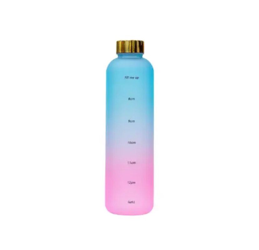 Glass Water Bottle with Gold Cap