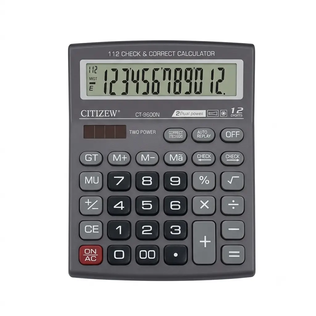 اله حاسبه CT-9600N طاقه شمسيه 12 رقم كبيره