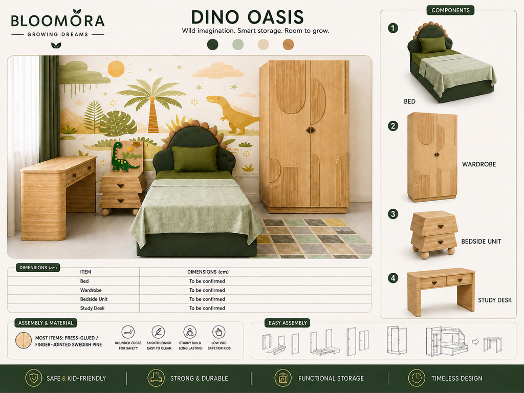 BLOOMORA Dino Oasis kids room set
