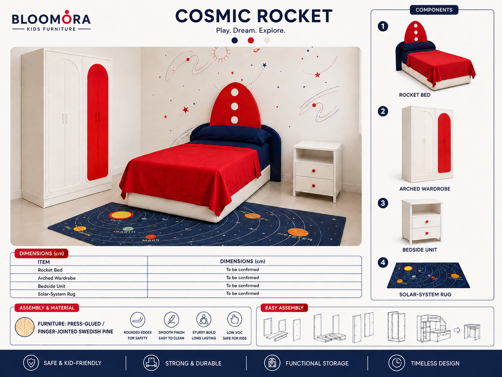 BLOOMORA Cosmic Rocket kids room set