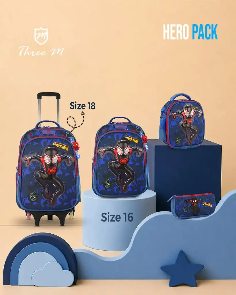  3M school bag  16 inches black spider man 7694