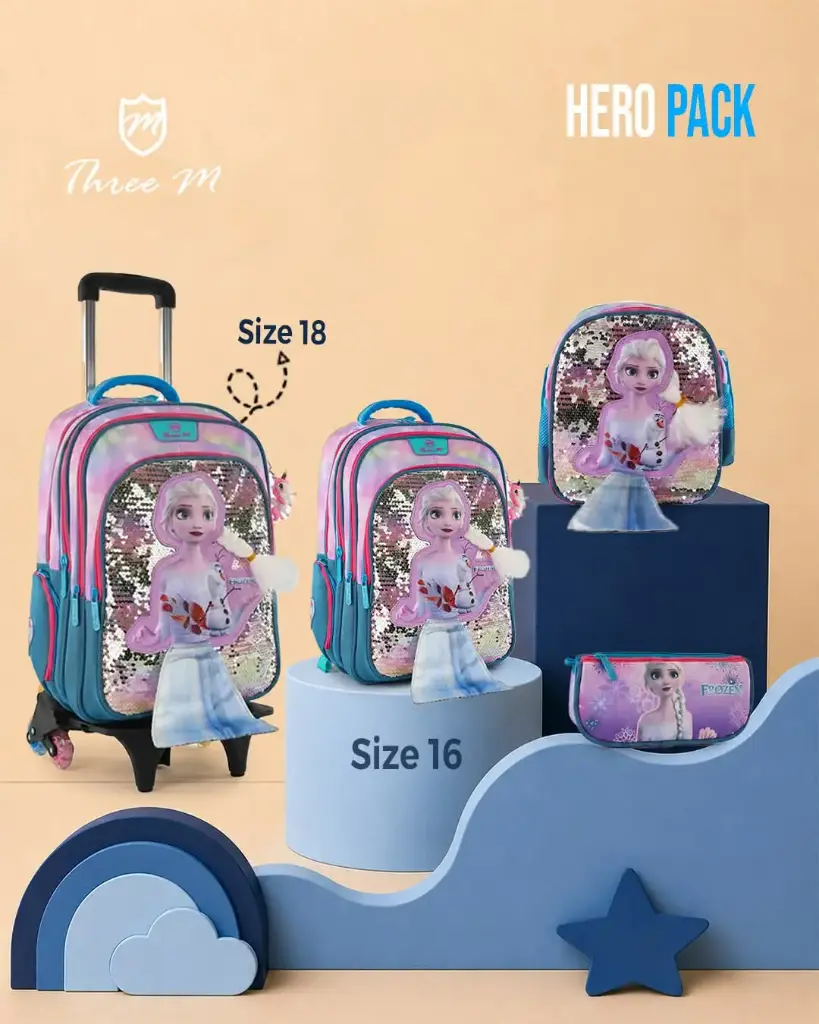  3M school bag 16 inches frozen pink x blue  7694