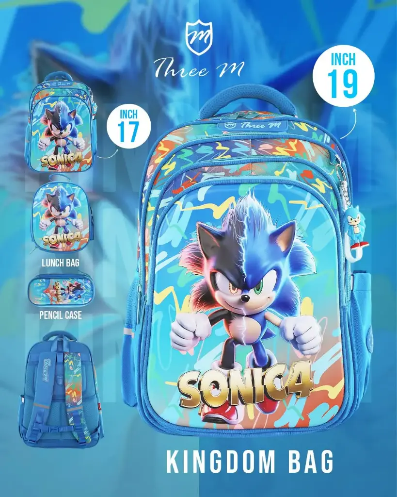  3M school bag 17 inches sonik 4 black & blue  7656