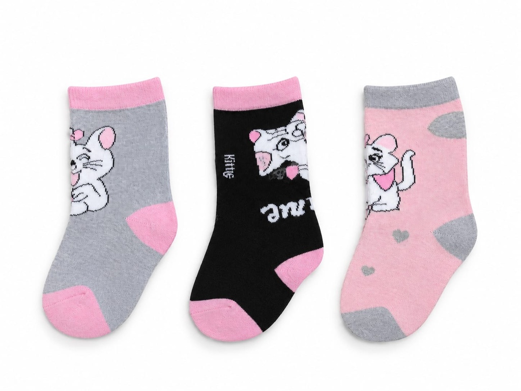 Girls Patterned Ankle Socks (Kitty)