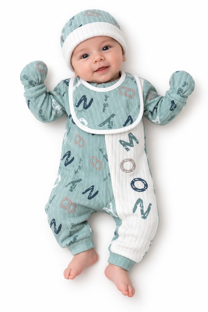 Full Moon sleepsuit 4pcs set velour moon 150023