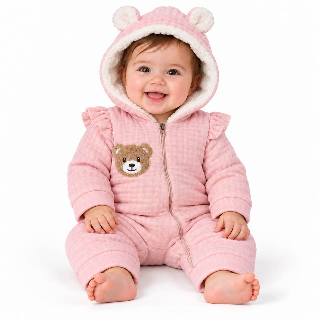 Full Moon sleepsuit fur pink bear 150005