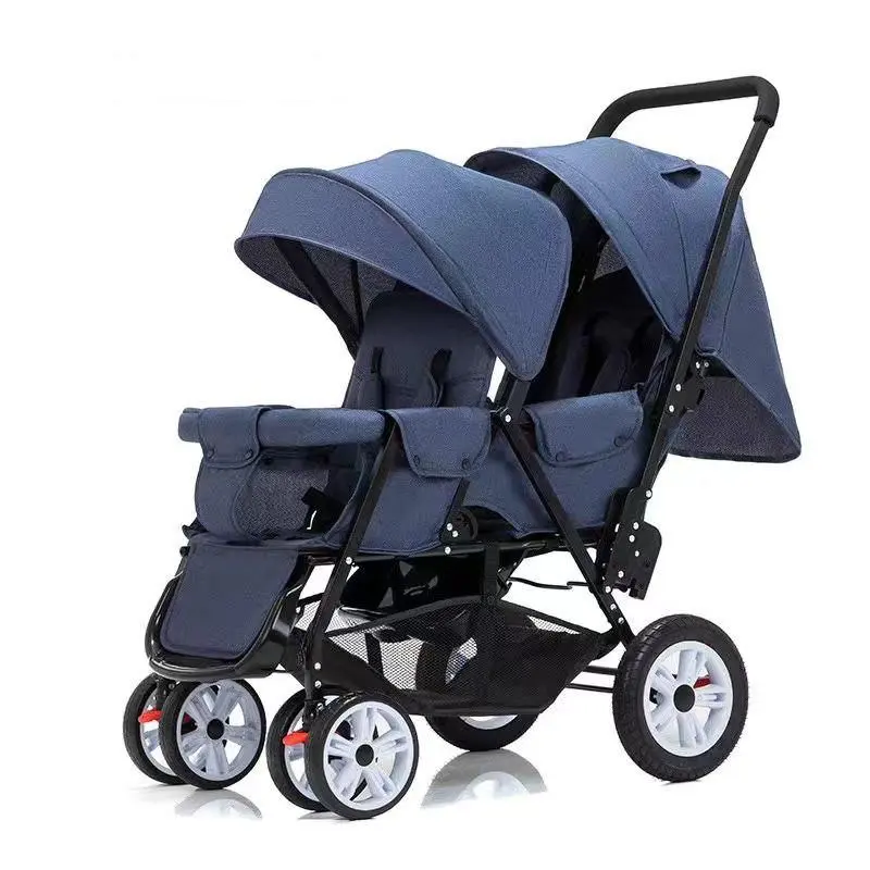 Luncy Twins 202-2 Double Stroller – Separate Canopies 360° Swivel Wheels 5-Point Safety Harness