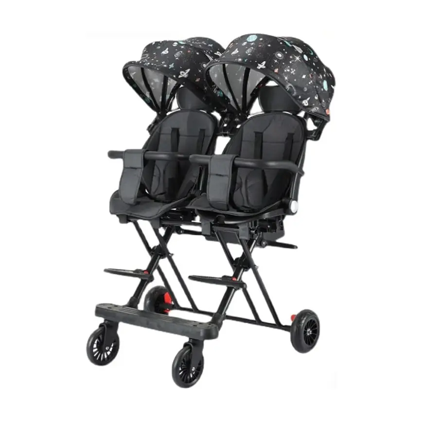 AJBTS Twin Light Baby Double Stroller with Dual Seats and 360° Swivel Wheels