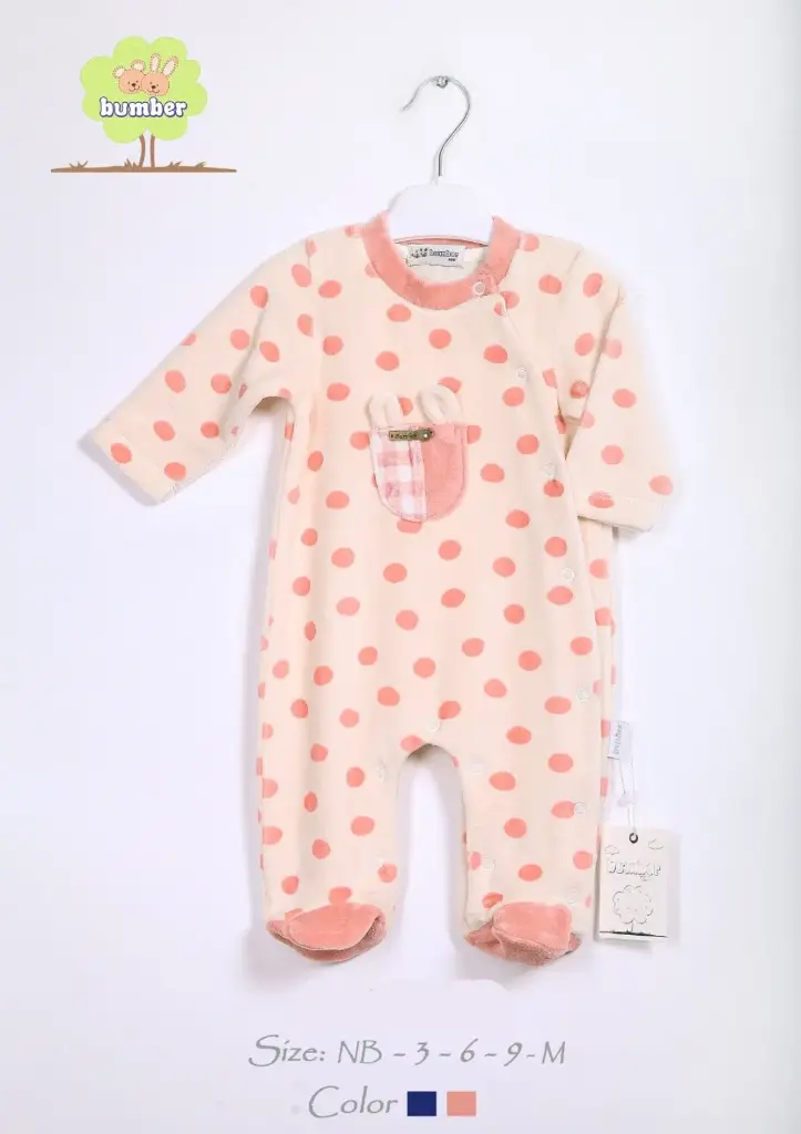 Embroidered velvet pajamas for newborns 31662