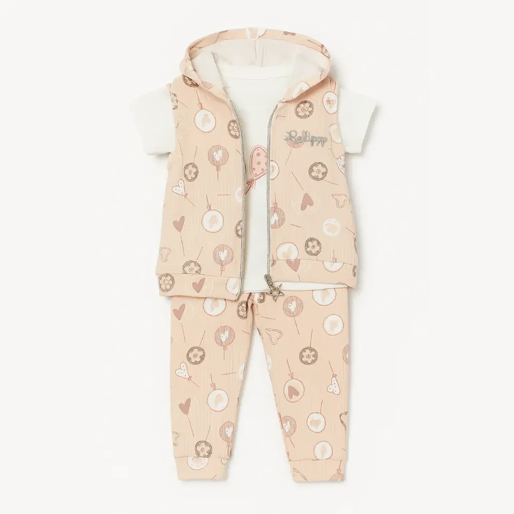 بيجامة قطنية ثلاث قطع مع صديري –  17516