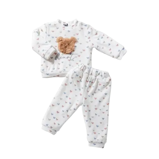 Pajamas 2-piece Velvet Padded Furry Heart 17440