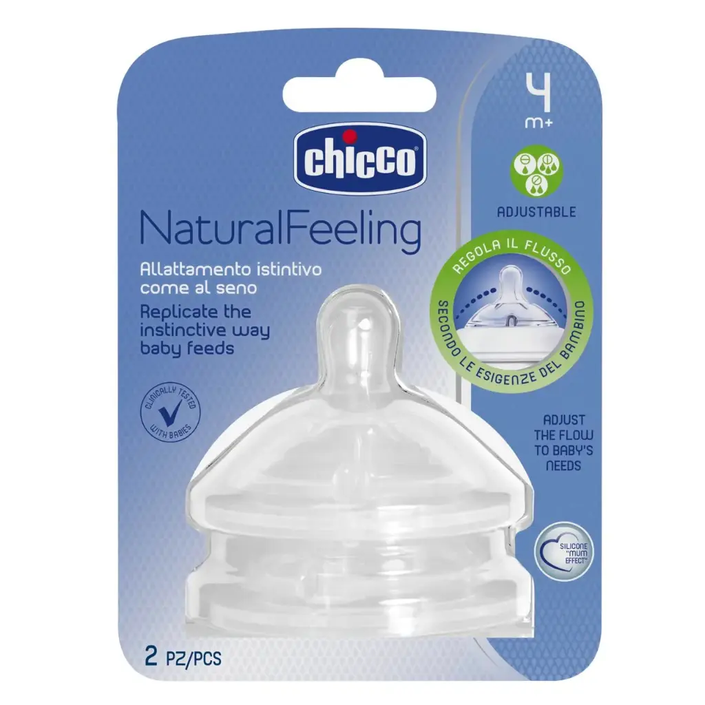 CHICCO NATURAL FEELING Teat 4m+ Adjustable Flow 2 pcs 8247