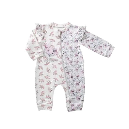 Regular Long-Sleeve Salopette with Rose Flowers 15881 full moon