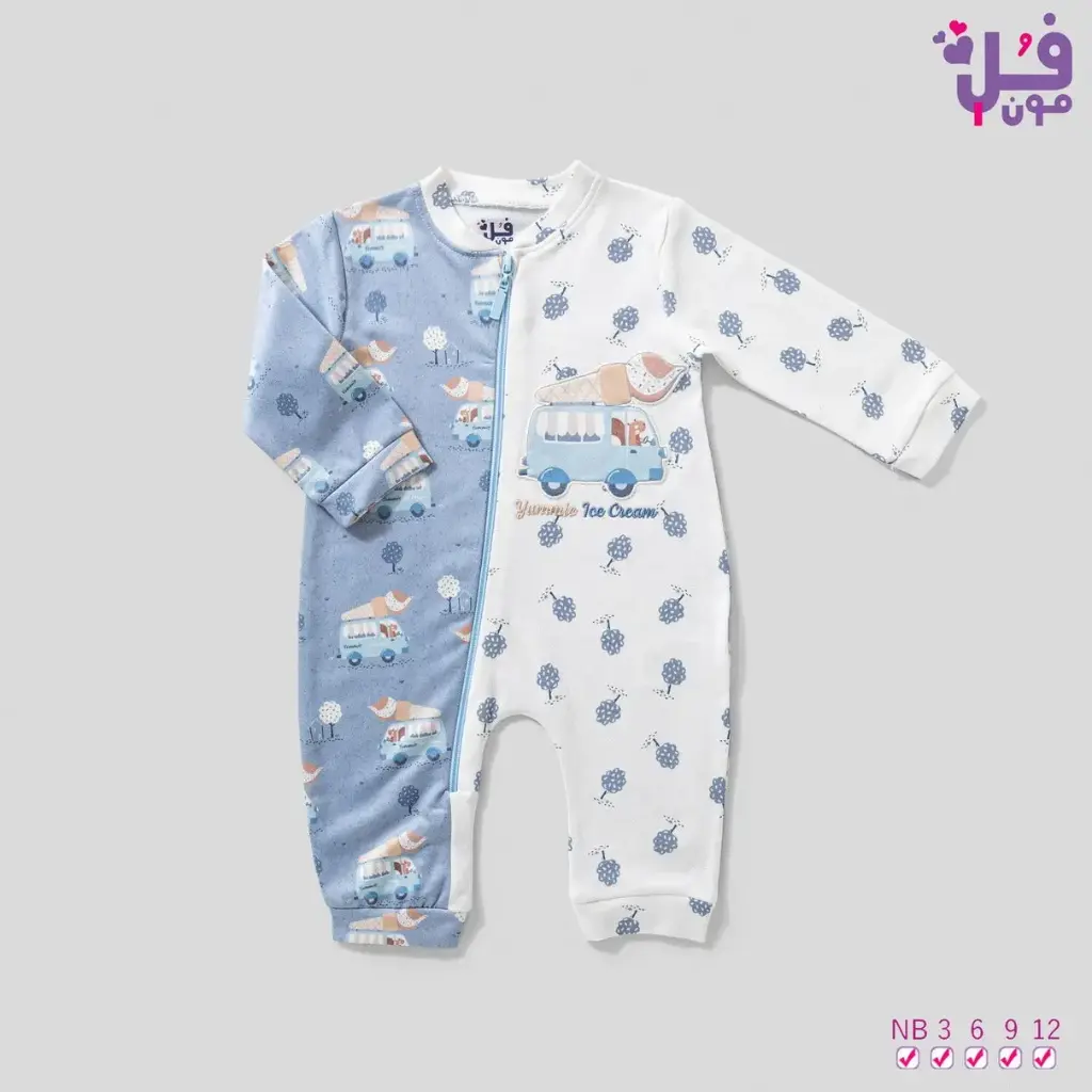 Regular Long-Sleeve Zippered Romper 15871 full moon