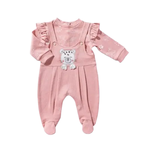 FULL MOON Cotton Long-Sleeve Salopette with Straps – Baby Cheetah 15758