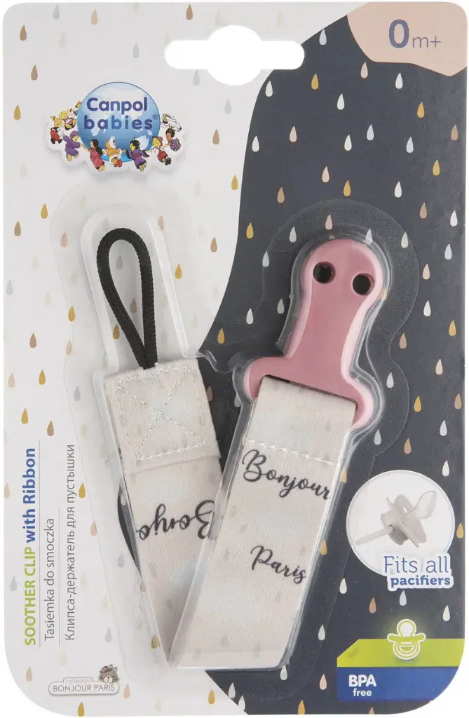 Canpol babies Soother Clip with Ribbon BONJOUR PARIS 51/026