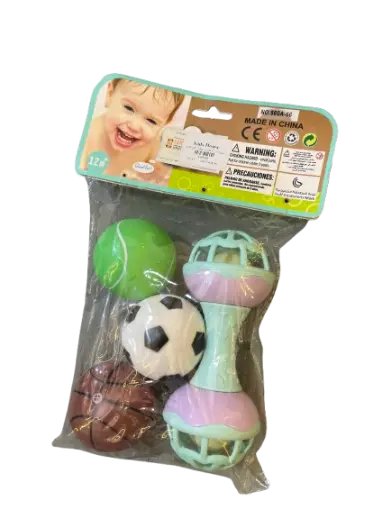 Rattle and 3 Squeaky Balls in a Bag
