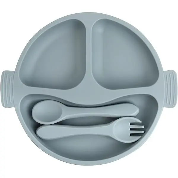 True Gold Silicon feeding set includes Plate, Fork & spoon 4502