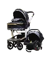 Burbay DM46 Baby Stroller 3in1 with Carrycot and CarSeat - Multicolor
