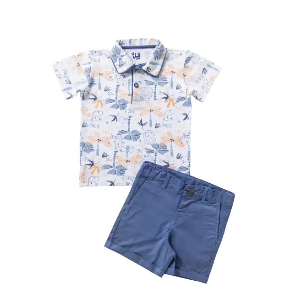 Navy Gabardine Shorts Set 19294