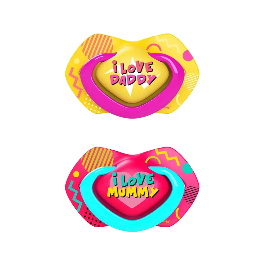 Canpol babies Silicone Symmetrical Soother 0-6m NEON LOVE 2 pcs 22/652