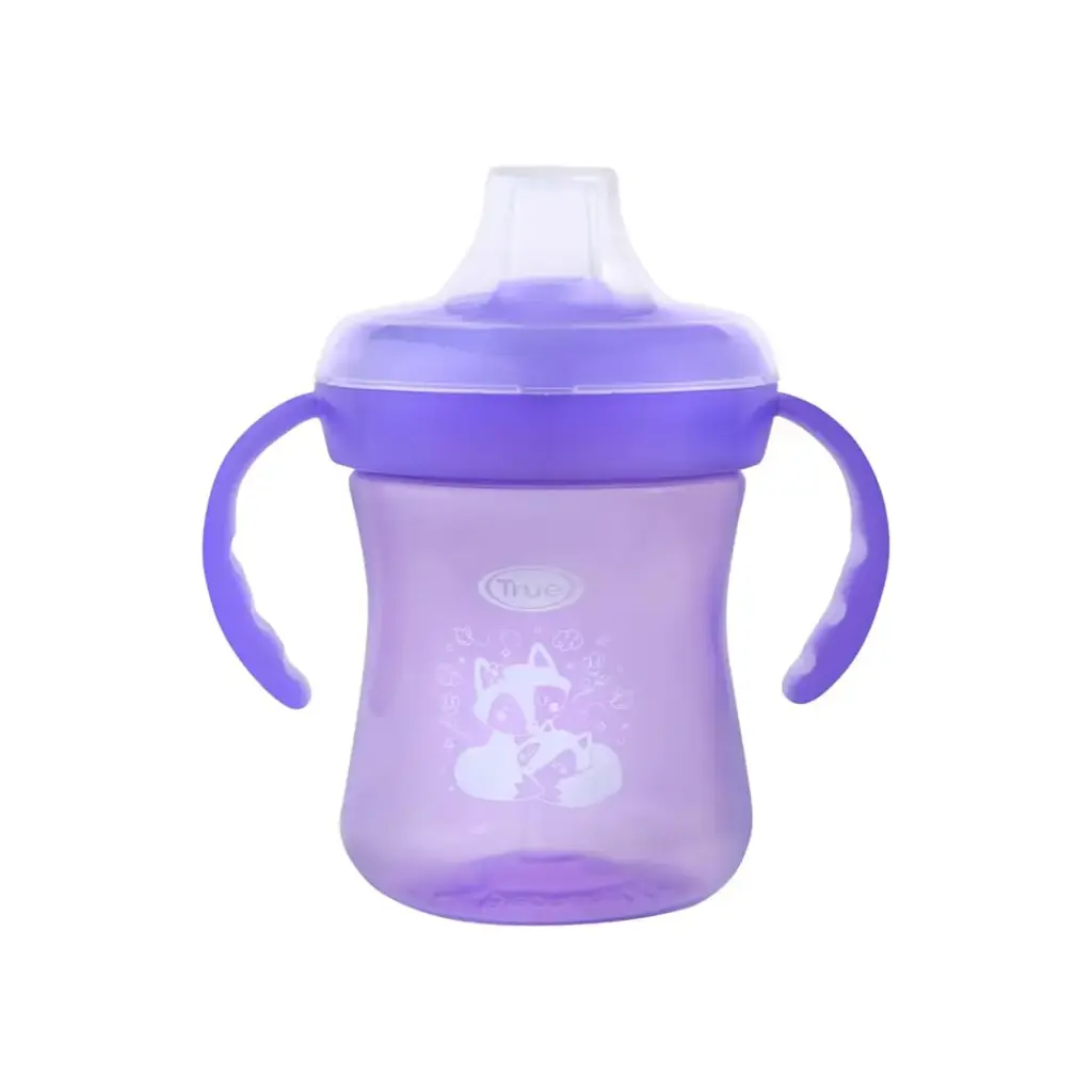 True Gold Training cup Silicon spout 180ml 6+m with handles & cover 4606