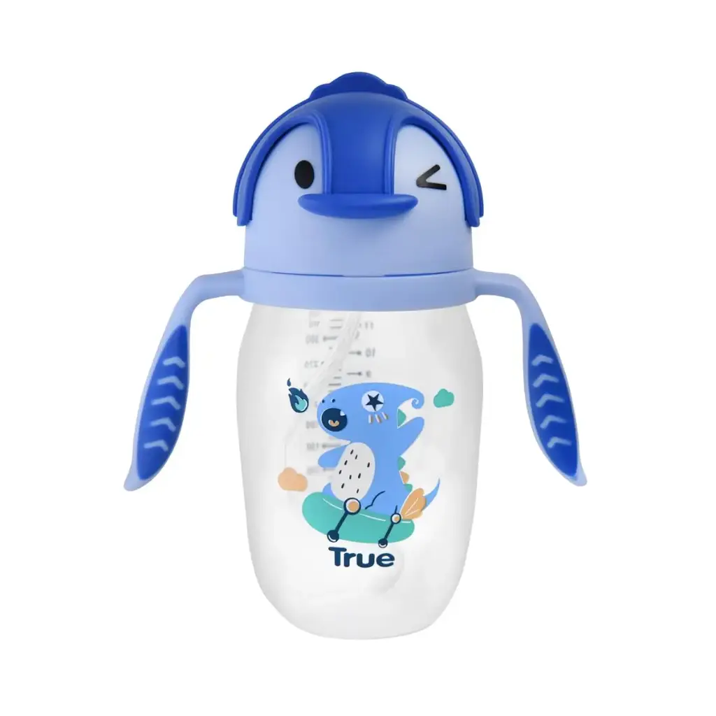 True Gold Weighted Straw Cup 330ml 12m+ with handles-Penguin 4800