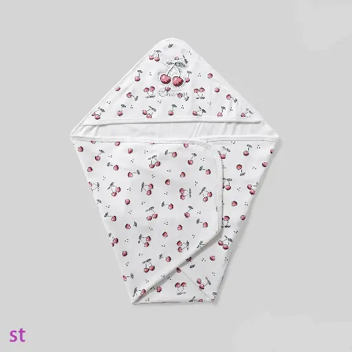 [2992] غطاء قطني انترلوك بطبعة كرز