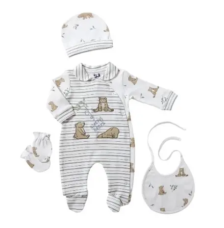 [11191] Bodysuit Set 4-Piece Interlock Baby Bear 15827