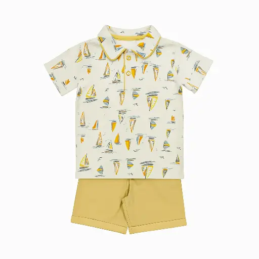 [20021] Gabardine shorts set, beige 19292