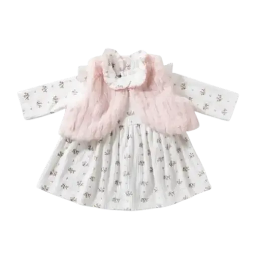 [20639]  فل مون فستان قطيفة مع بيلرو فرو 19299