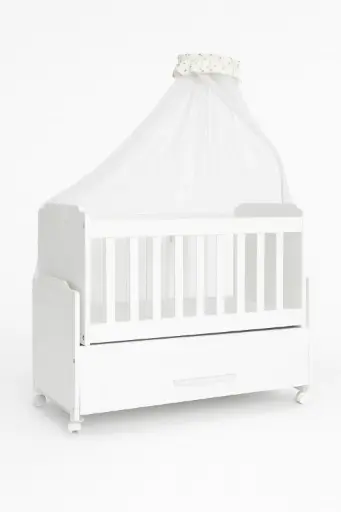[10016] Cool Baby 903 Baby Crib 110×60 with Rocking Function, Drawer and Wheels - White
