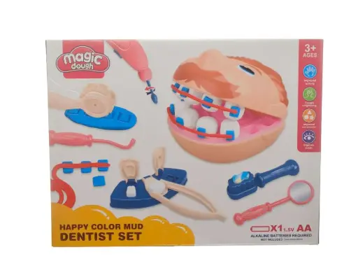 [10408] Kids Magic Dough Playset with Tooth Assembly Activity Multicolor