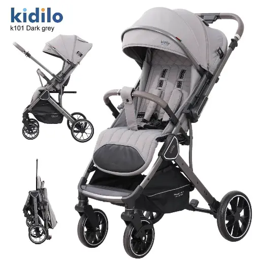 [21363] Kidilo K101 Baby Stroller with Reversible Handle and 360° Swivel Wheels Darkgrey 