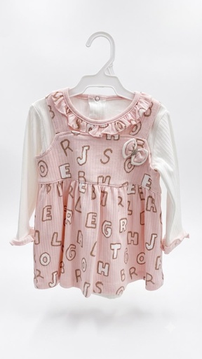 [21413] dress-L/S- numbers-18m  pink 19309-18-p
