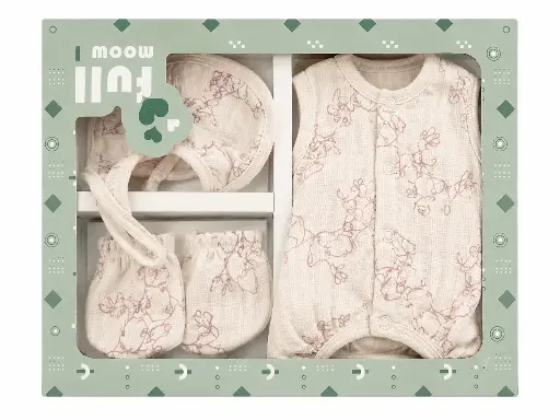 [21417] sleepsuit 4pcs set squire-NB  pink off white  15989-nb-po