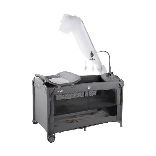 [21435]  kidilo T-702L Travel Cot Bed (Light grey) 